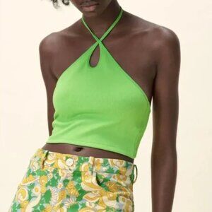 ZARA | Ribbed Halter Crop Top | Sz. S